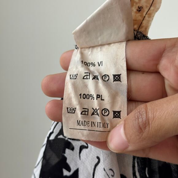 Vintage Italian black satin floral cami with sheer mesh overlay (Large) - Picture 8 of 8